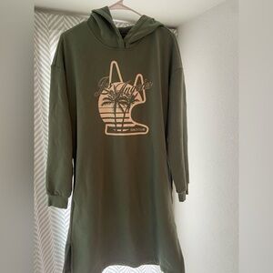 Olive Green Hoodie Dress